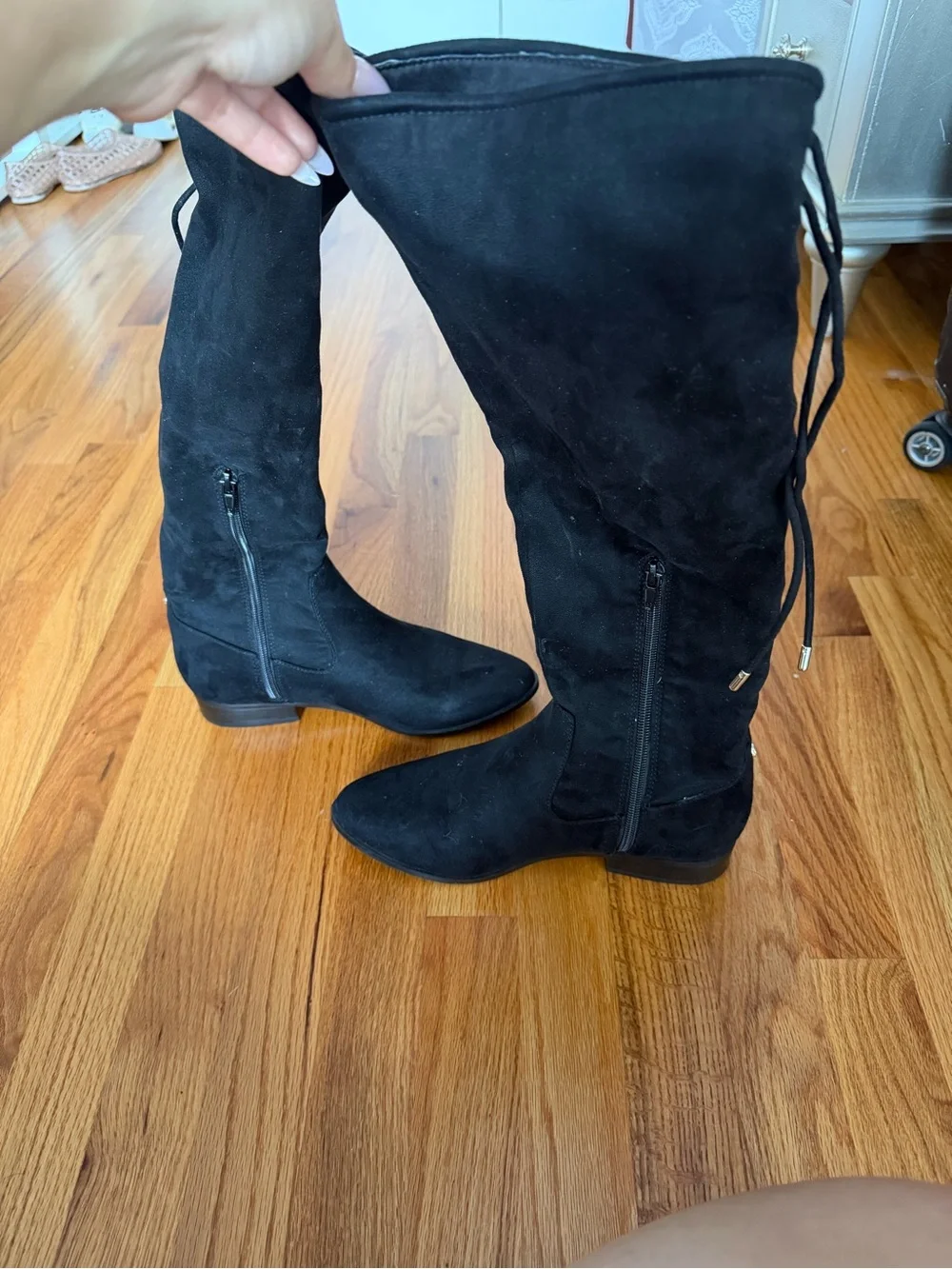 Aldo Black Suede Over the Knee Boots Size 8
